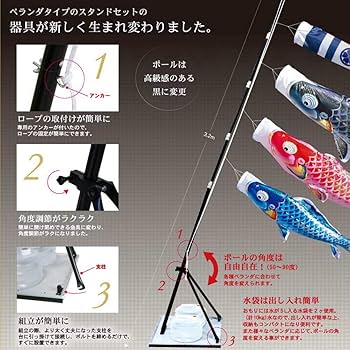 Amazon | 徳永こいのぼり 豪 2m 鯉3匹 プレミアムベランダスタンド