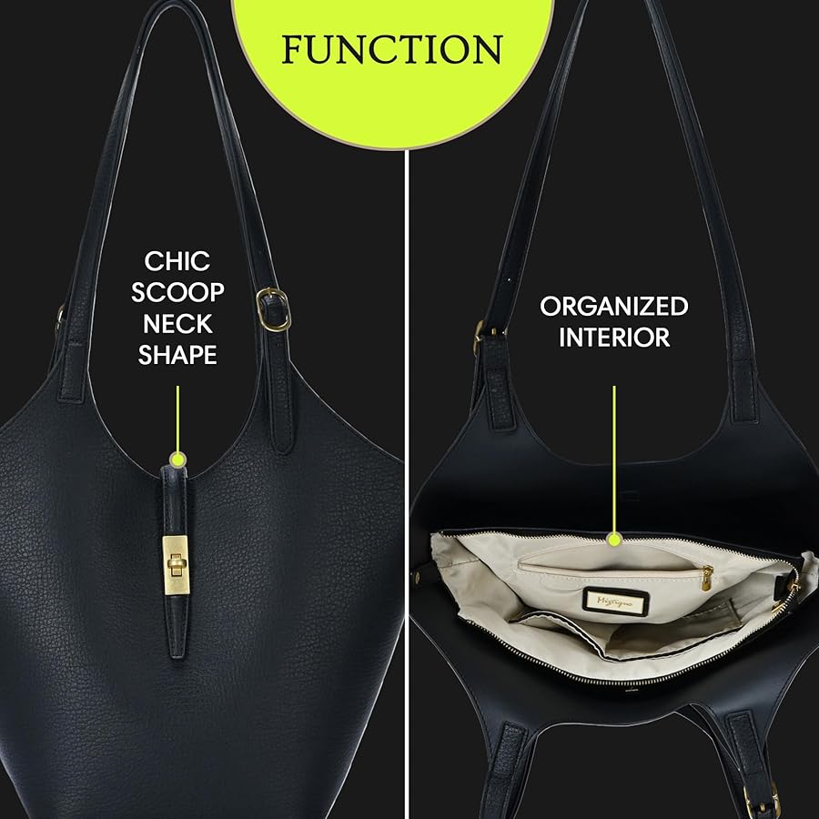 Amazon.com: Isabelle 2 in 1 Scoop Neck Tote (Black) - Vegan