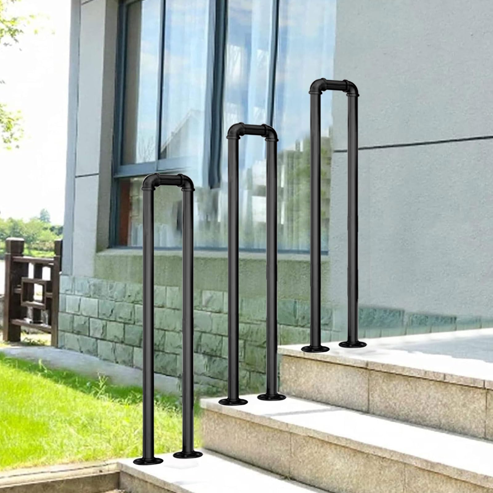 Amazon | 階段用屋外手すり - 耐久性のある錬鉄製手すり 屋外階段用