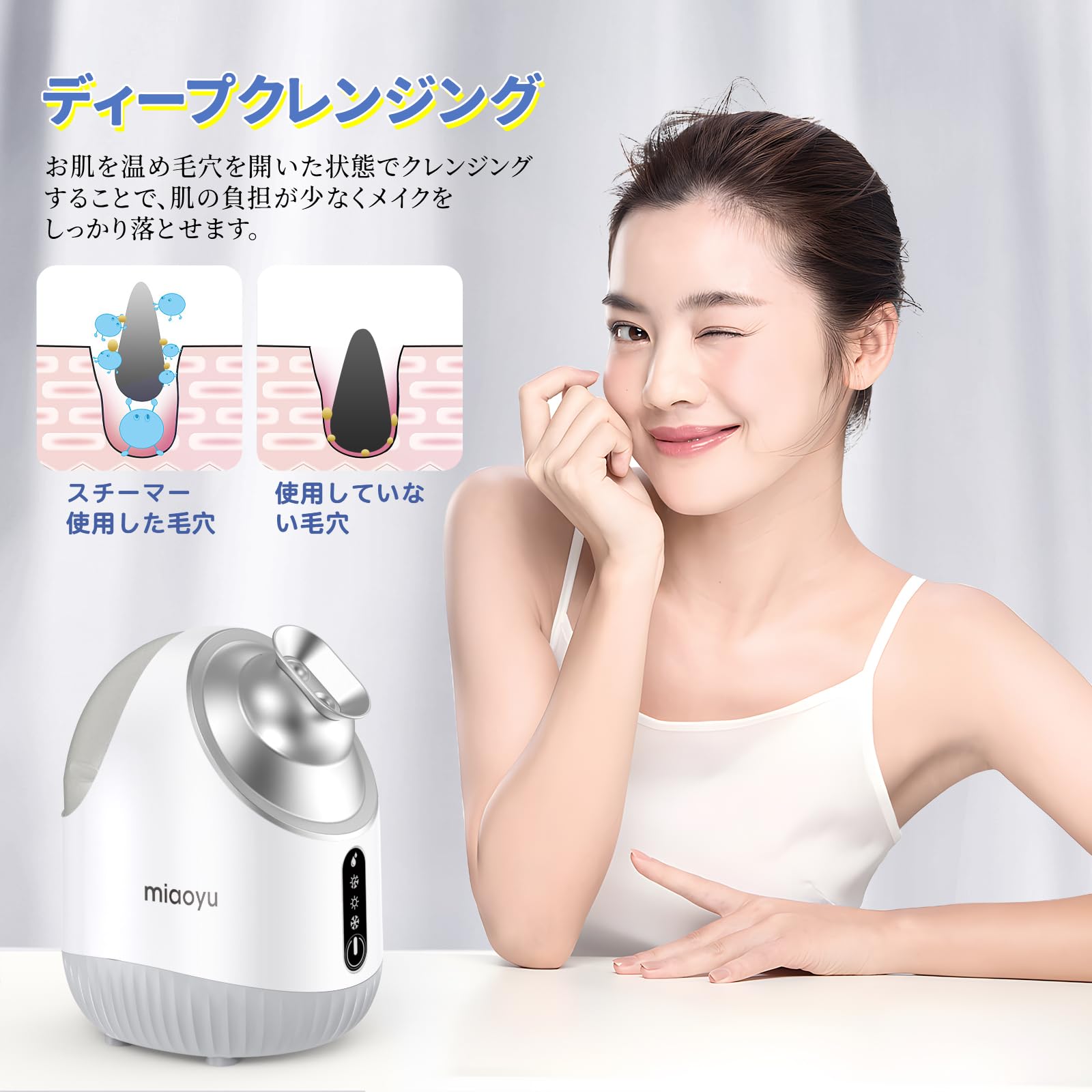 Amazon.co.jp: miaoyu フェイススチーマー 濃密ナノミスト 温冷