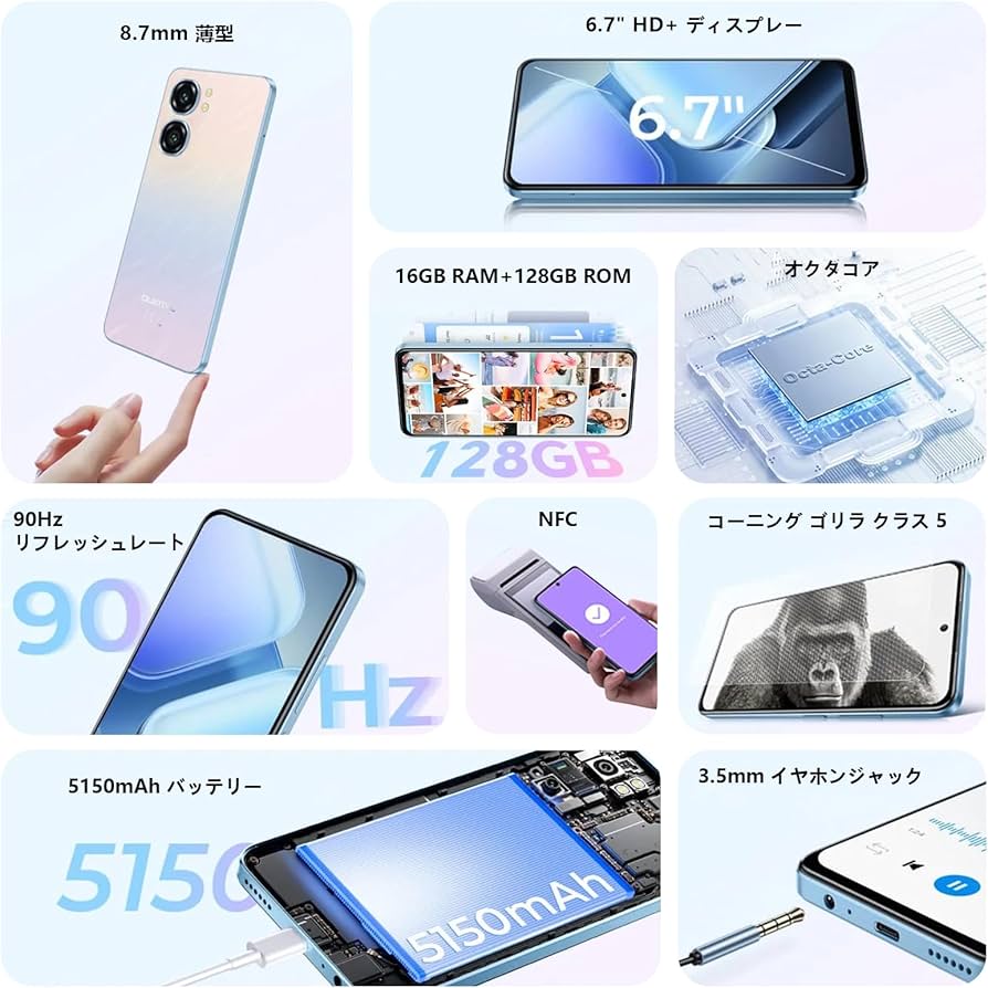 Amazon | OUKITEL C58 SIMフリー スマートフォン 本体 16GB RAM+128GB