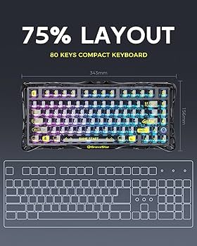 Amazon.com: GravaStar Mercury K1 Lite 75% Gaming Keyboard, 2.4GHz