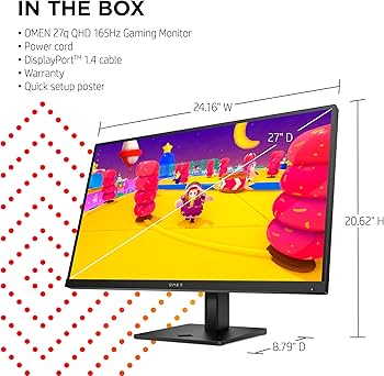 Amazon.co.jp: HP OMEN 27q QHD 165Hz Gaming Monitor, QHD Display