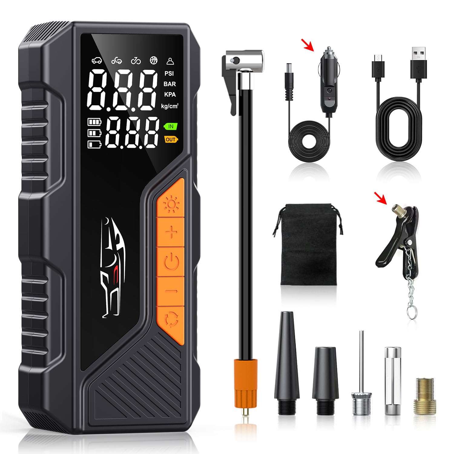 Amazon.co.jp: YUHAFO 車 空気入れ 自転車 電動 2025技术革新 7500mAh