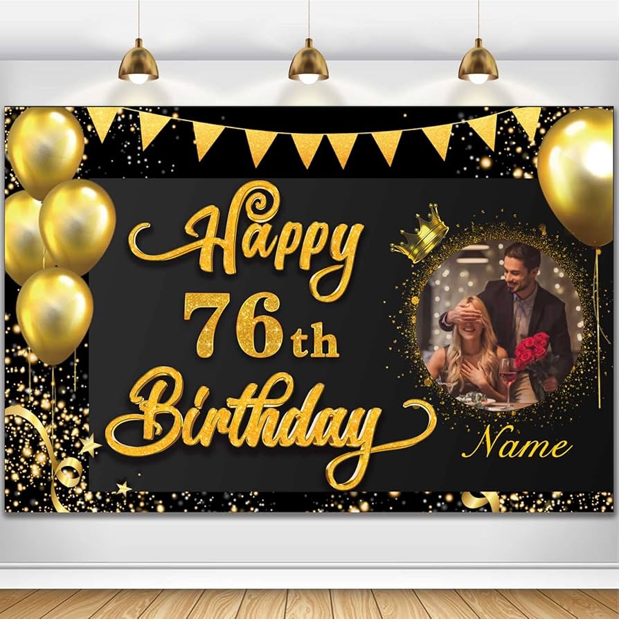 Amazon.com: Custom Happy 76th Birthday Decorations Banner -76