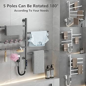 Amazon.co.jp: 180°回転タオルウォーマー 壁掛けタッチ液晶、4つの