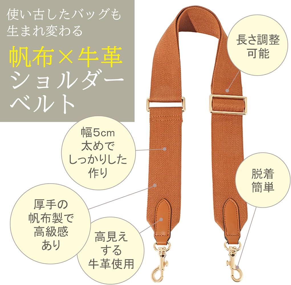 Amazon.co.jp: [masamilk] 帆布 牛革 ショルダーストラップ 太め 幅5cm