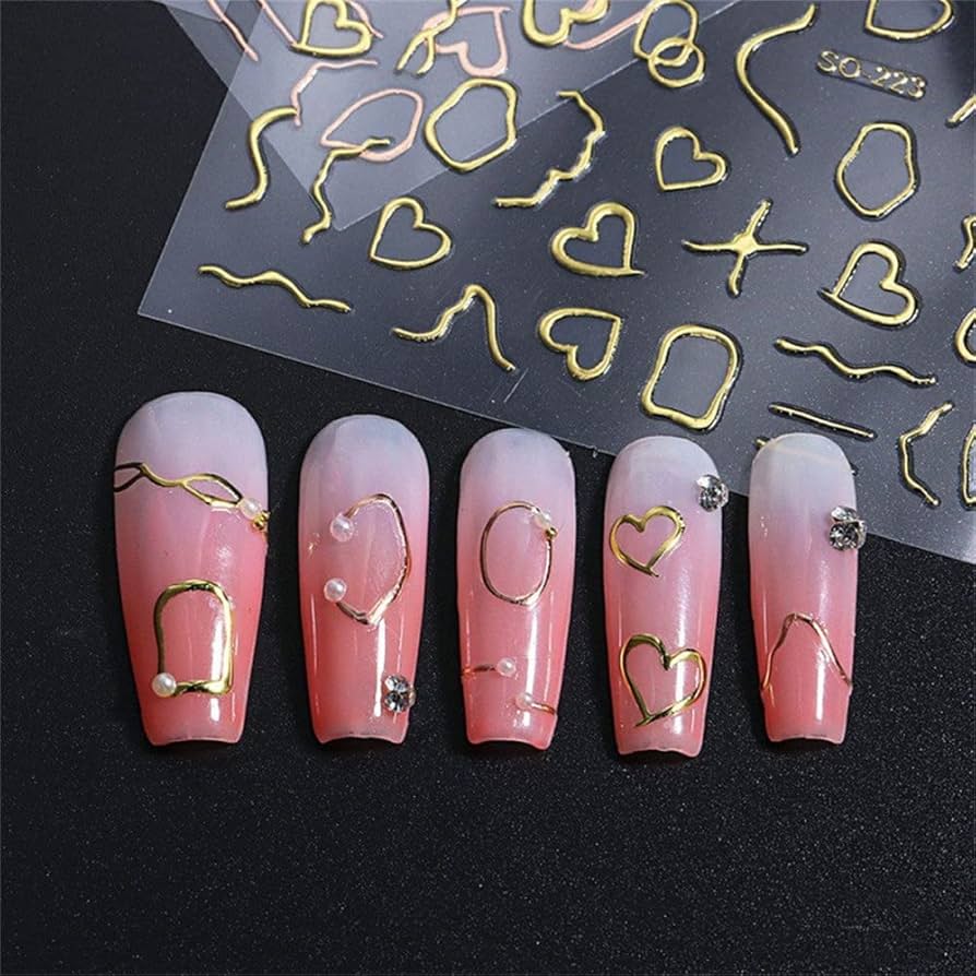 Amazon.co.jp: DUOLEIMI ネイルシール 3d ネイルステッカー ゴールド