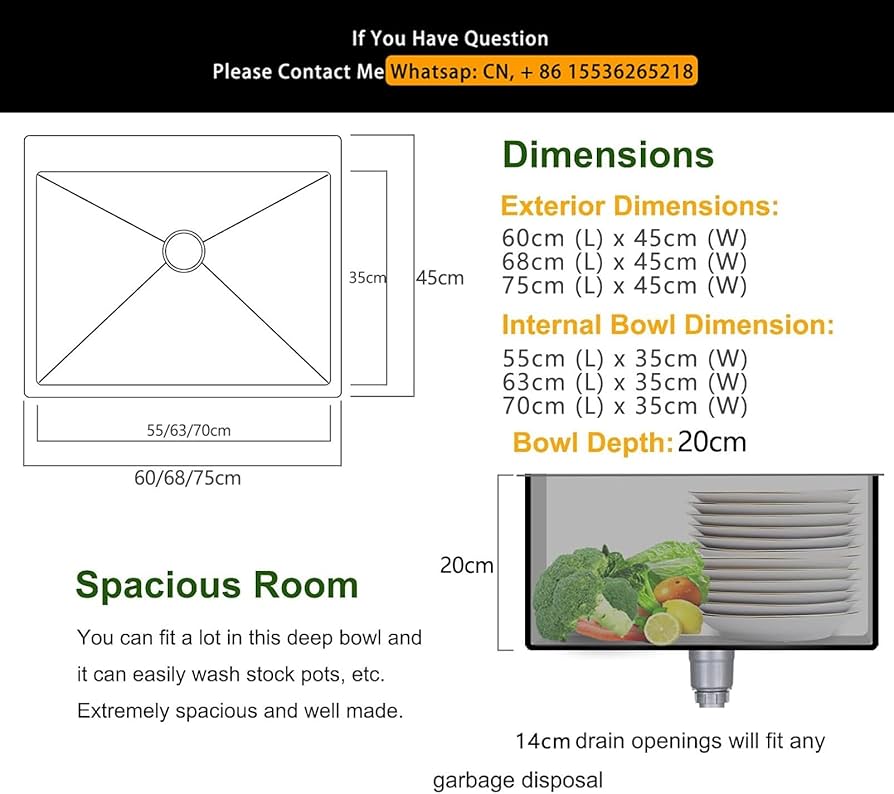 Amazon.co.jp: ZYBOWAYL 大きいキッチンシンク75x45cm家庭用キッチン