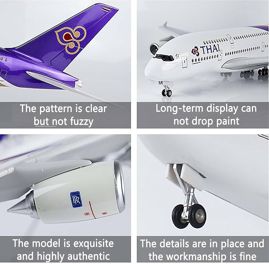 Amazon.co.jp: 現実的なエアバスA380 LEDライト付きタイ航空モデル