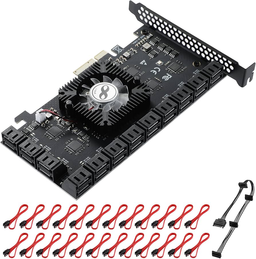 Amazon.com: Mzhou 24-Port SATA III PCIe Expansion Card (ASM1064*6+