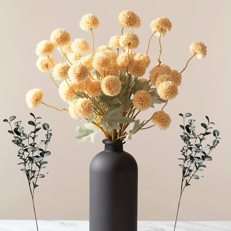 Amazon.com: Yellow Flowers Artificial 10 Long Stems Kiku Flower