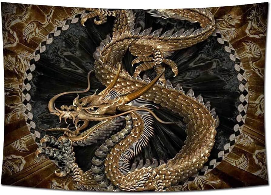 Amazon.co.jp: 龍ドラゴン竜絵 昇運 幸運 黄金のドラゴン アートパネル