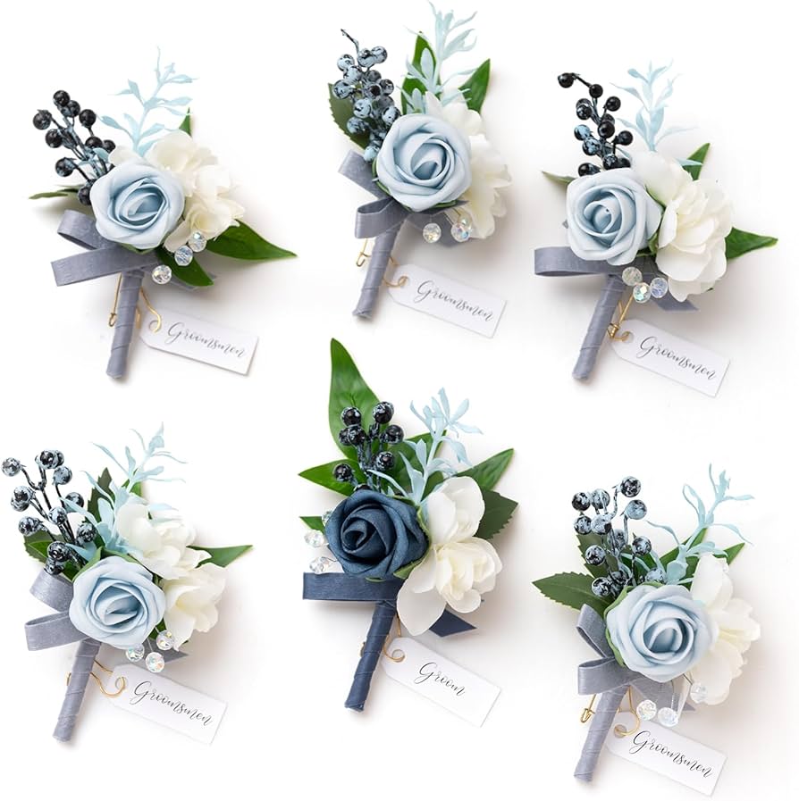 Amazon.com: Ling's Moment Boutonniere for Men, 6pcs Groom