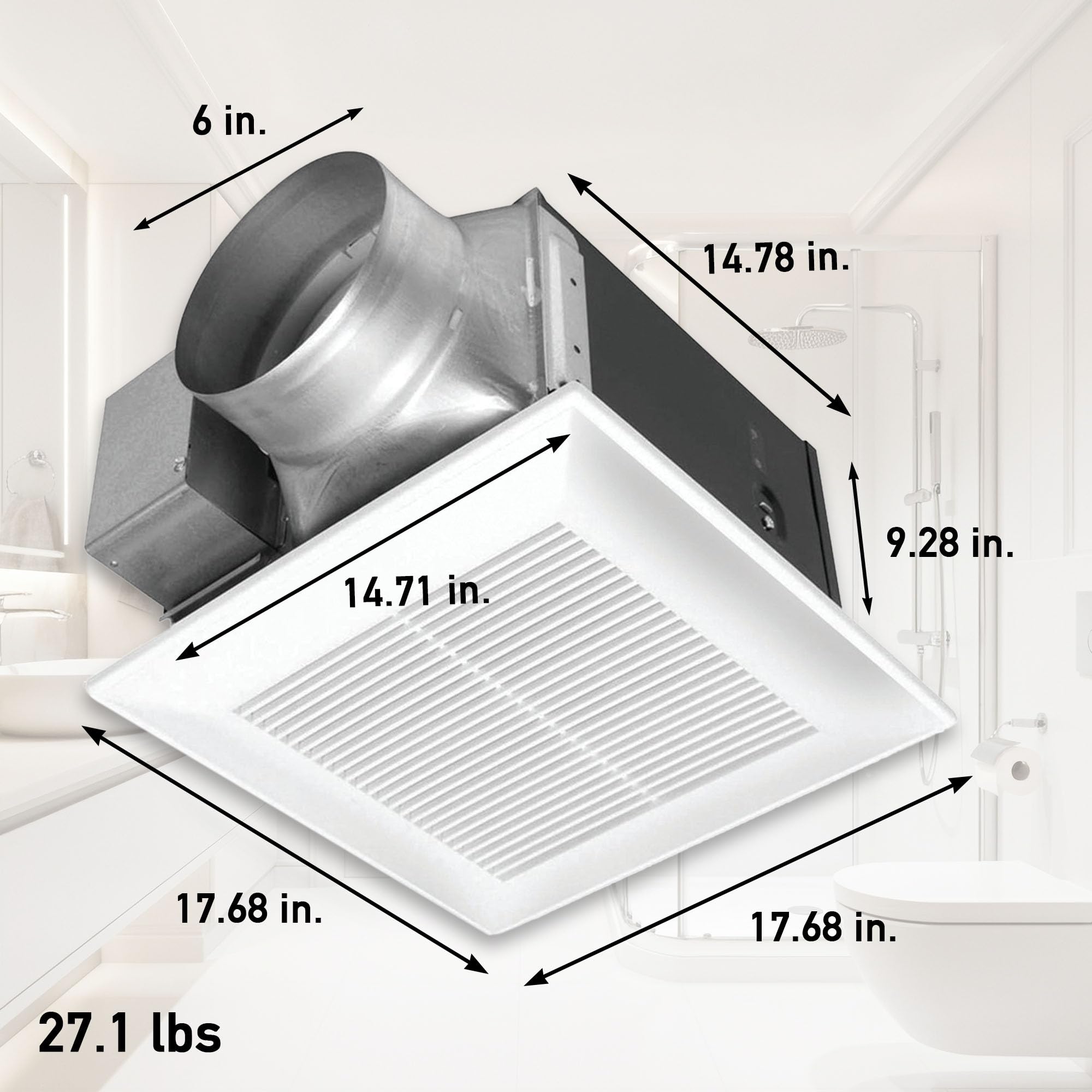 Panasonic WhisperCeiling Bathroom Exhaust Fan, 390 CFM, FV-40VQ4