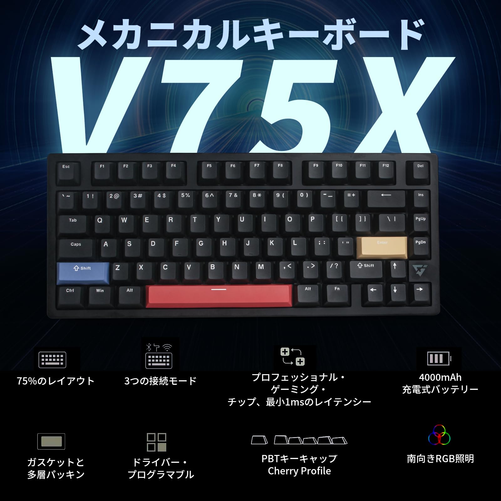 Amazon | Enmakpak ATK V75X 75% ゲーミングキーボード アルミ合金製