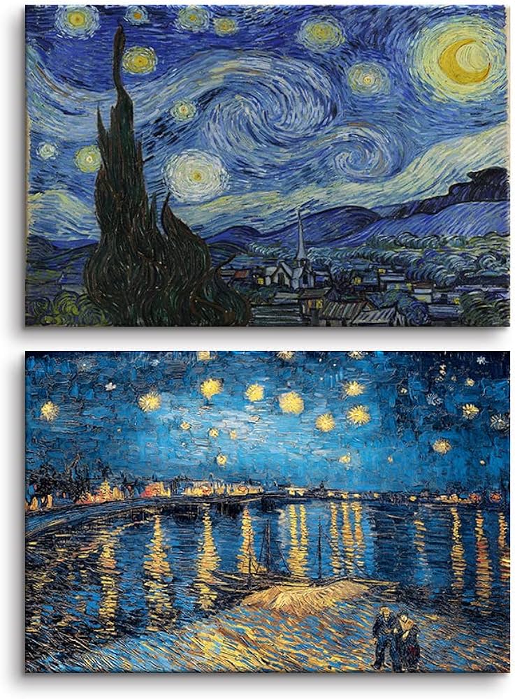 油彩画 星月夜の道 約40x50cm 油彩画 星月夜の道 約40x50cm 油彩画