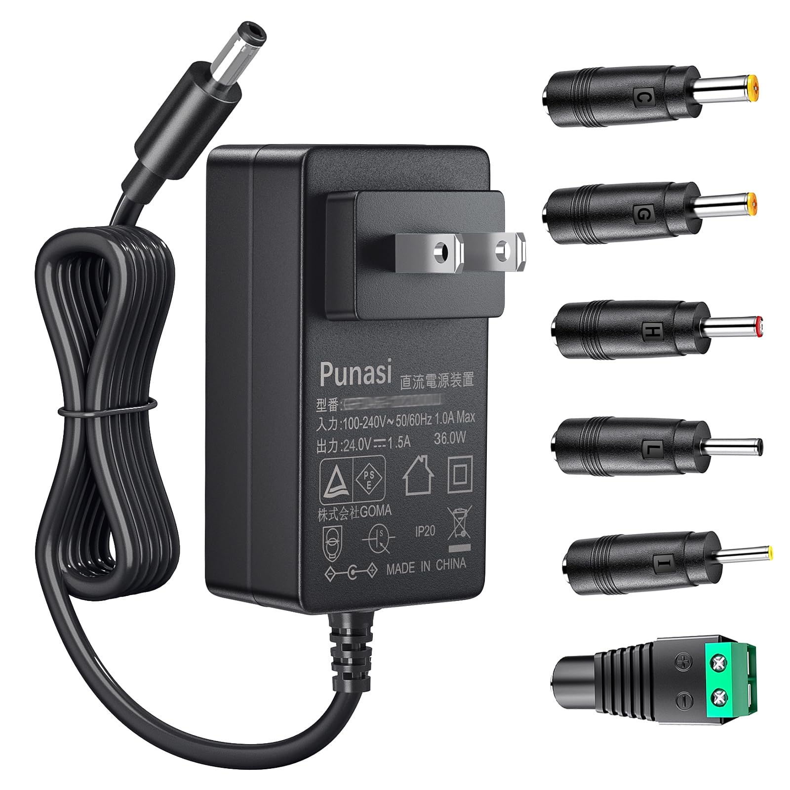 Amazon | 24V 1.5A acアダプター Punasi 電源アダプター センター