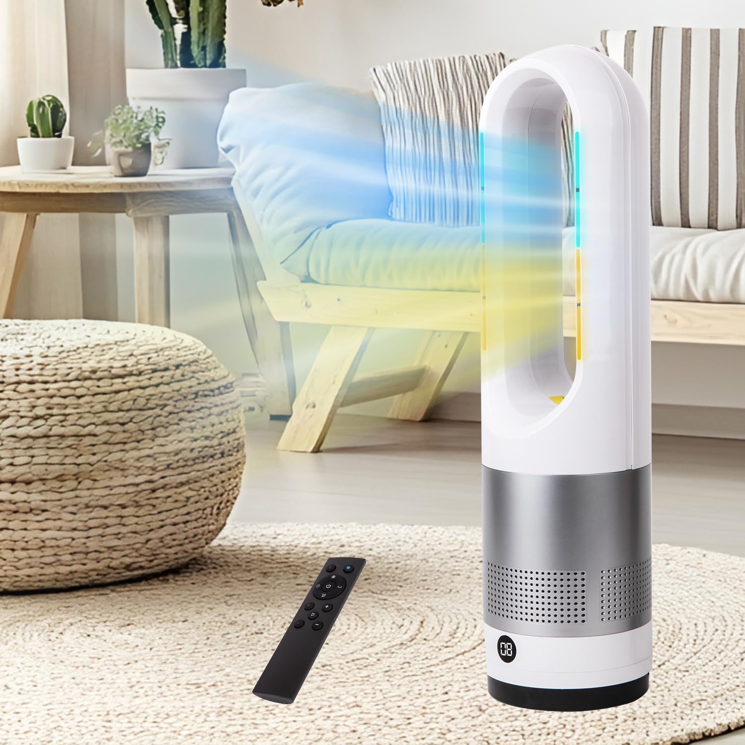 Amazon | セラミックヒーター【2025冷暖両用 羽根なし 2秒速暖】タワー