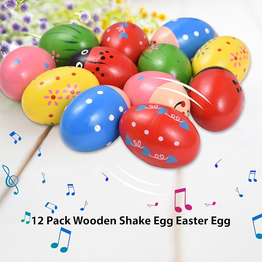 Amazon.co.jp: 12個パック 木製シェイクエッグ イースターエッグ