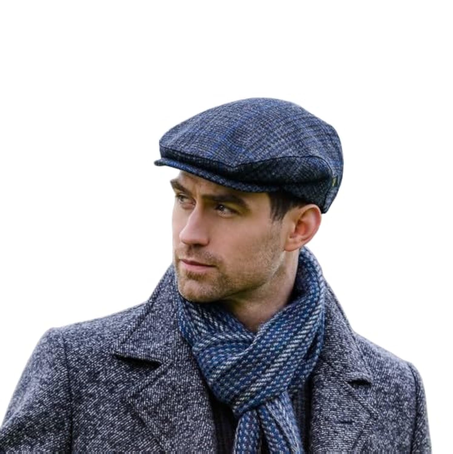 Irish Trinity Donegal Tweed Flat Cap, 100% Wool, Quilted Interior