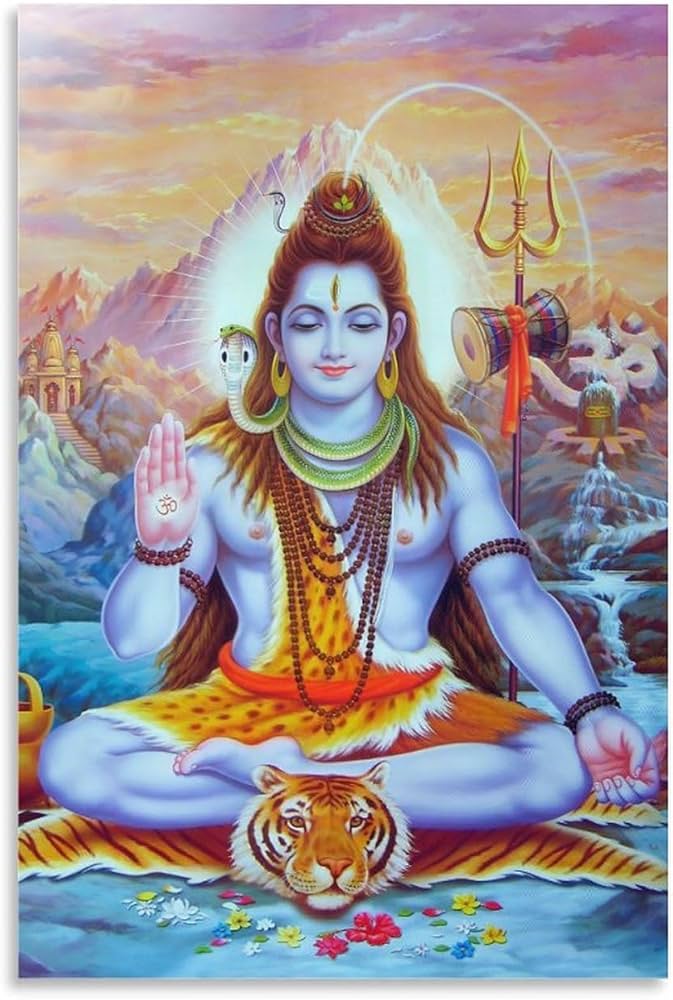 Amazon.co.jp: シヴァ神絵画ヒンドゥー教の神々の壁の芸術のポスター(1