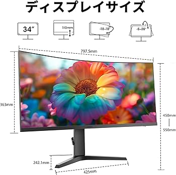 Amazon.co.jp: KOORUI 34インチ ウルトラワイドモニター 165Hz