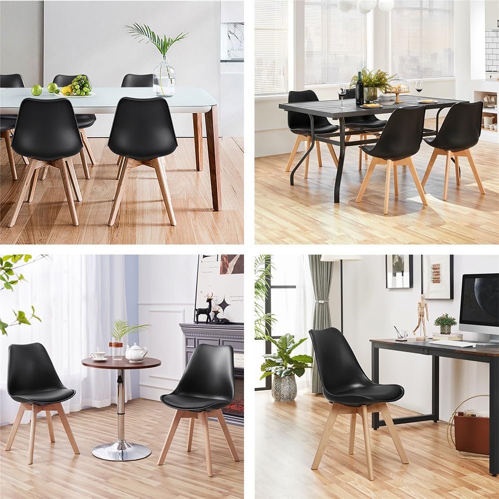 ダイニングチェア 4脚セット PU レザー 木脚 北欧風 組立簡単