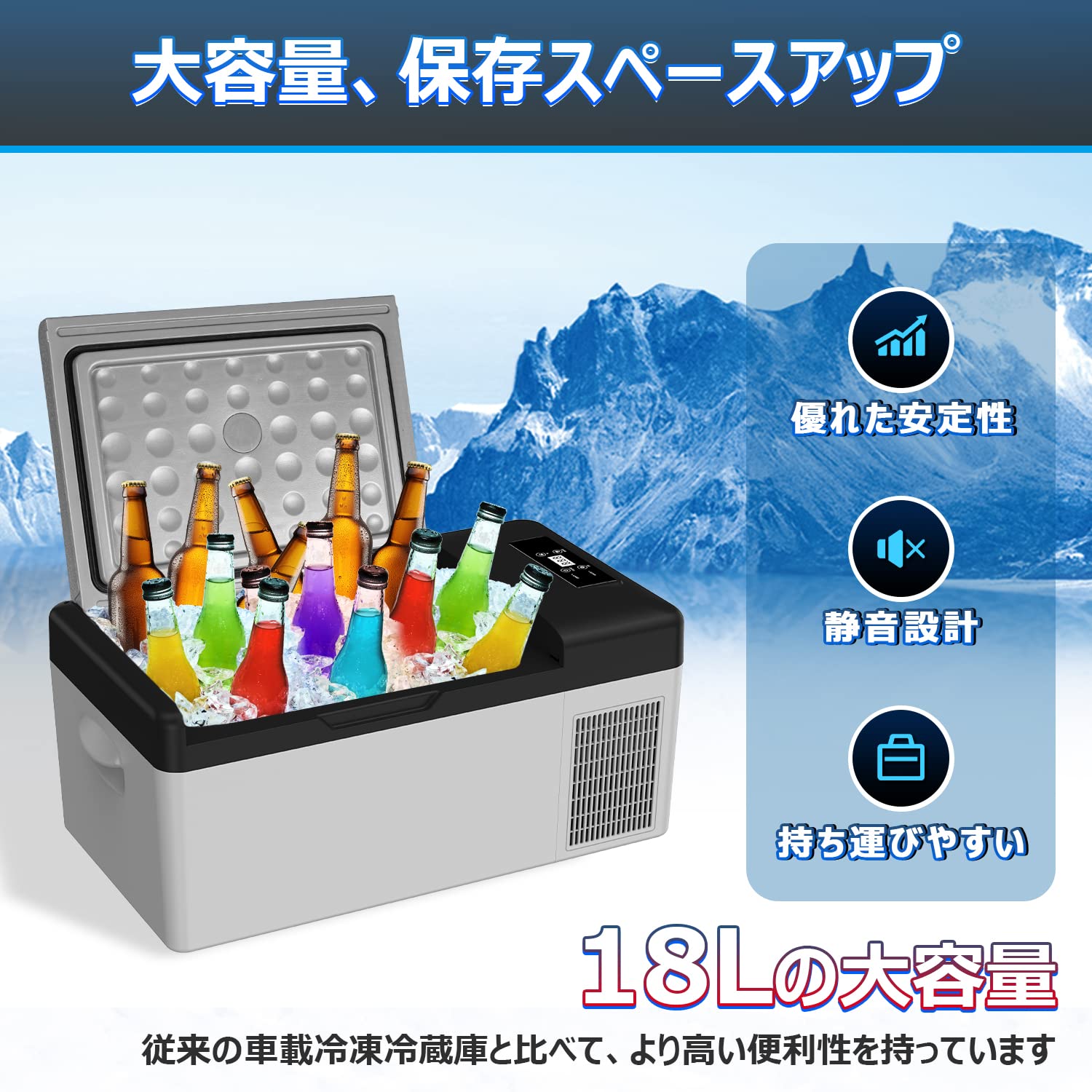 Amazon.co.jp: Sumeriy 車載冷蔵庫 18L -20℃～20℃ 急速冷凍 2WAY電源