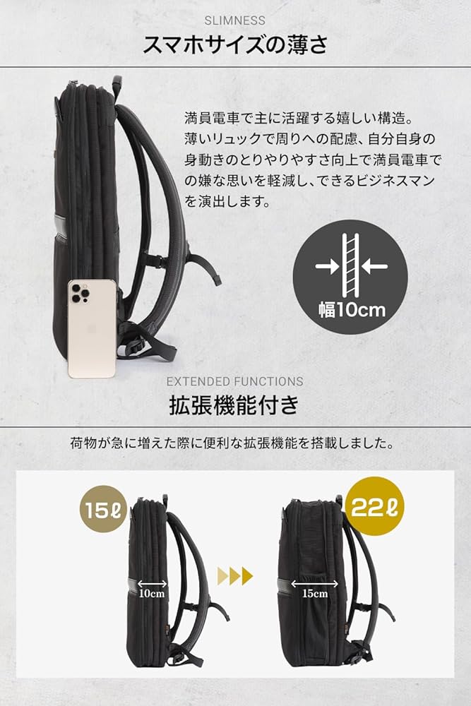 Amazon.co.jp: [Evoon] マルチビジネスリュックSlim X 薄型 メンズ 撥