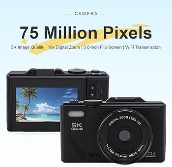 Amazon | デジタルカメラ 5K UHD 75MP、オートフォーカス トラベル