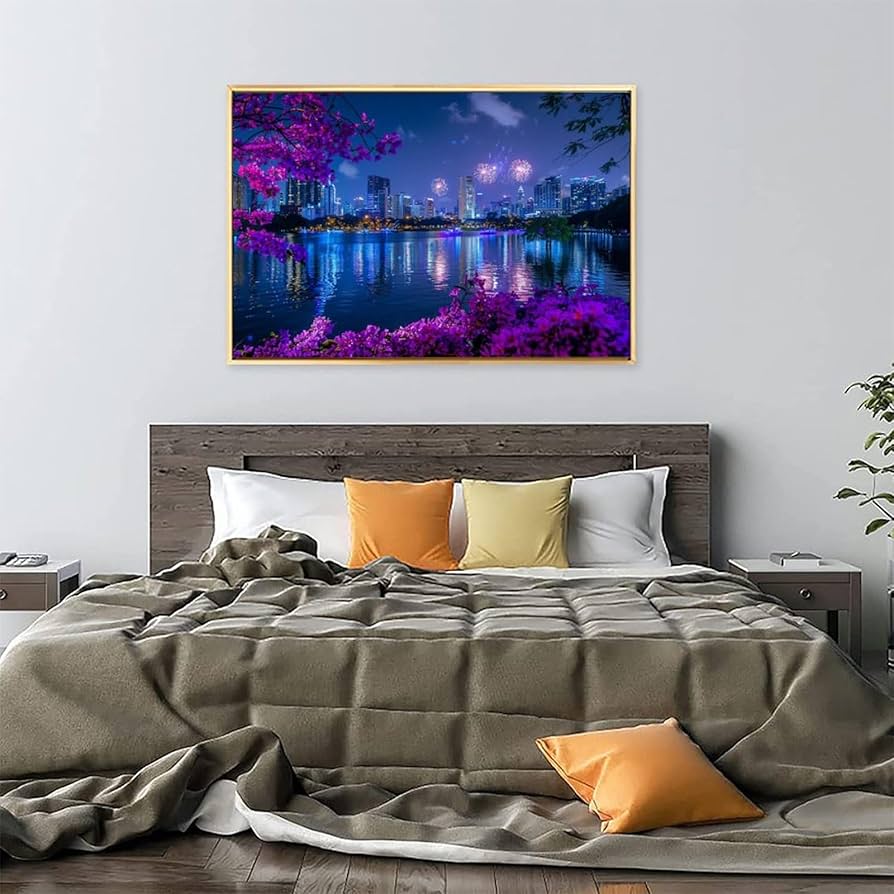 Amazon.co.jp: 絵画 華やかな都会の夜景 アートパネル ポスター 魅力的