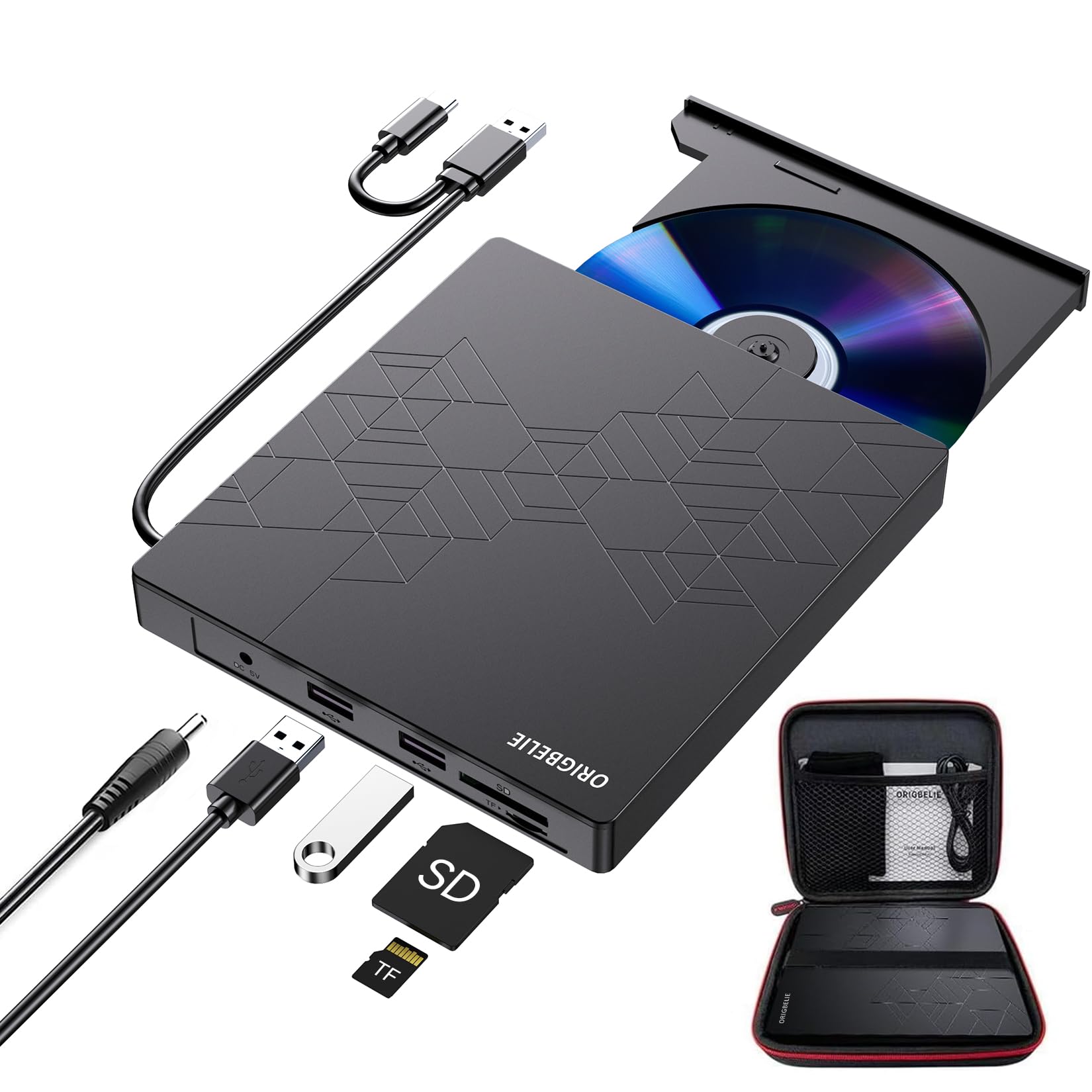 Amazon.com: ORIGBELIE External CD DVD Drive, CD Burner USB 3.0