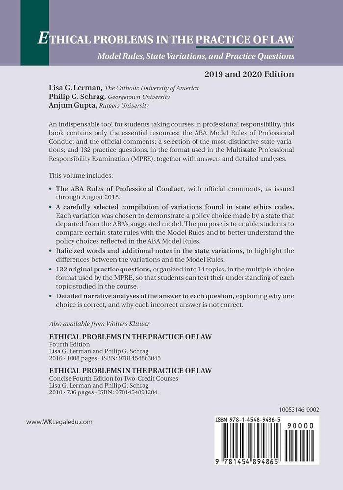 Ethical Problems in the Practice of Law: Lerman, Lisa G, Schrag