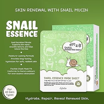 Amazon.com : esfolio Snail Essence Mask Box – Hydrating