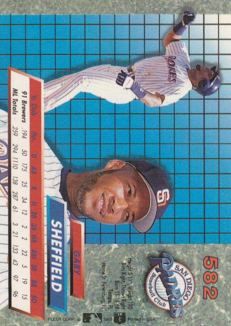 Amazon.com: Baseball MLB 1992 Ultra #582 Gary Sheffield #582 NM