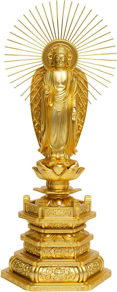 Amazon｜仏像 阿弥陀如来 御西用23.5cm(金メッキ/24金) 仏師：牧田秀雲