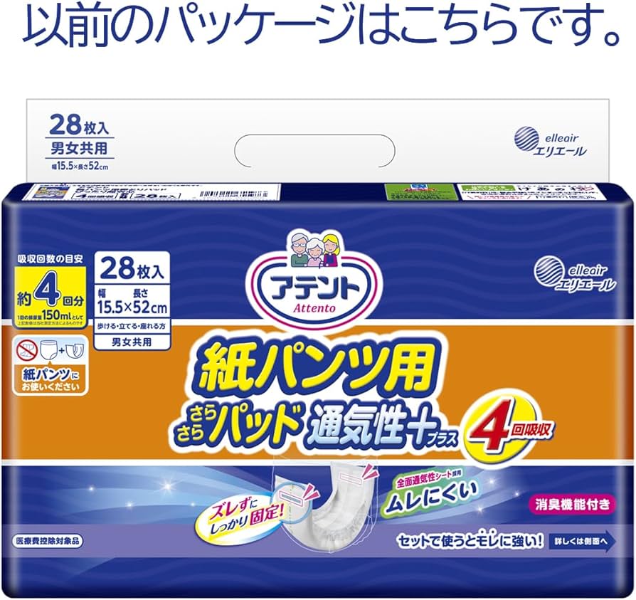 Amazon.co.jp: アテント パッド 紙パンツ用 夜1枚安心パッド 28枚 4回