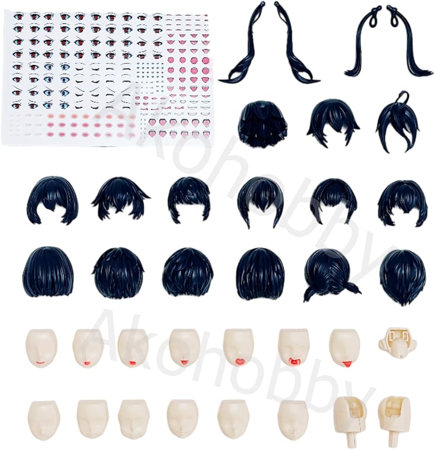 Amazon | [プラスチック素材 ヘア 髪 顔 表情 フェイス 黑] 改造パーツ