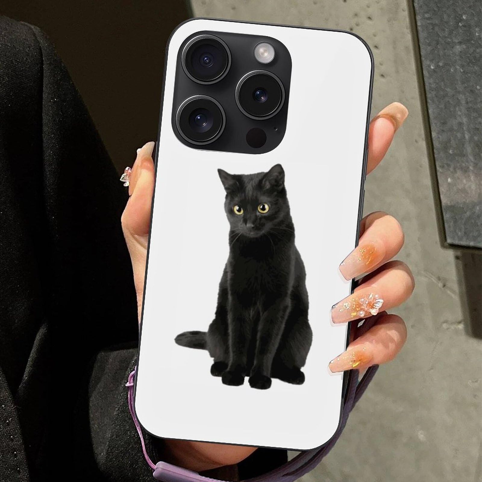 Amazon.co.jp: iPhone15 Pro 用 ケース 猫柄 ねこ 黒猫 かわいい ネコ