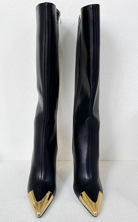 Frankie Hsu Ladies Sexy Stiletto Knee High Heeled Boots, Black