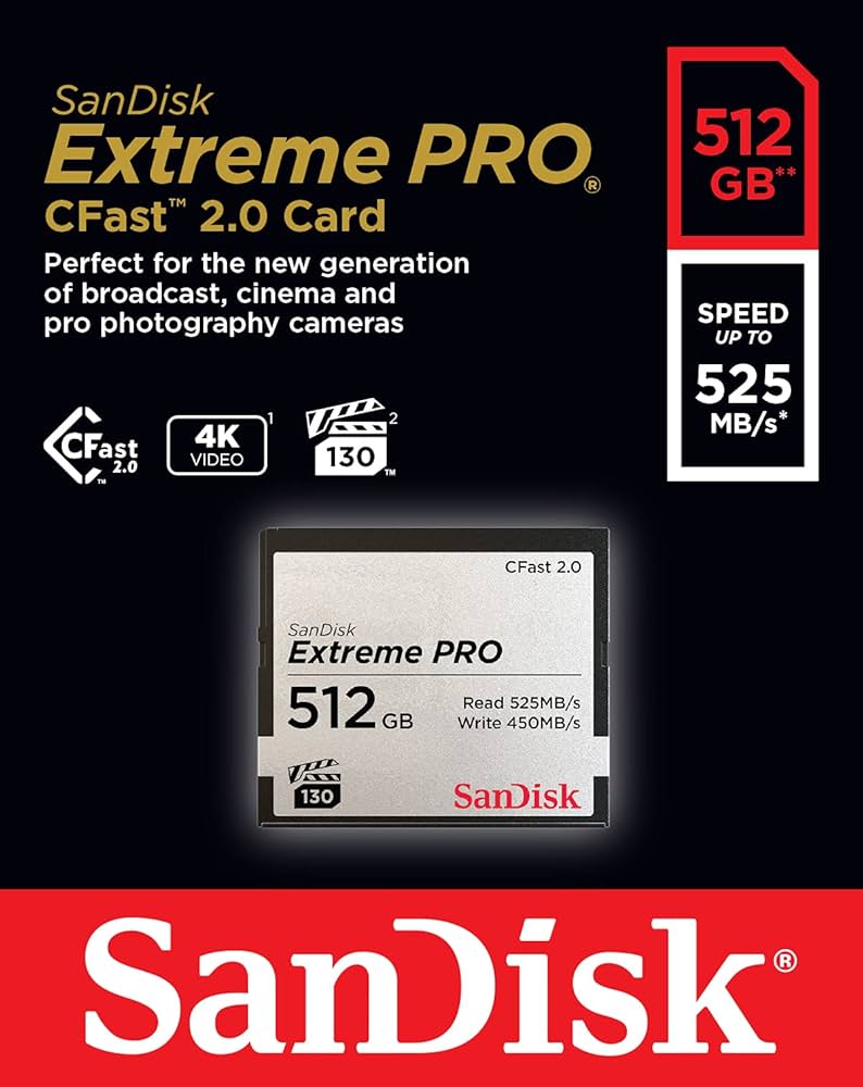 Amazon.com: SanDisk 512GB Extreme PRO CFast 2.0 Memory Card