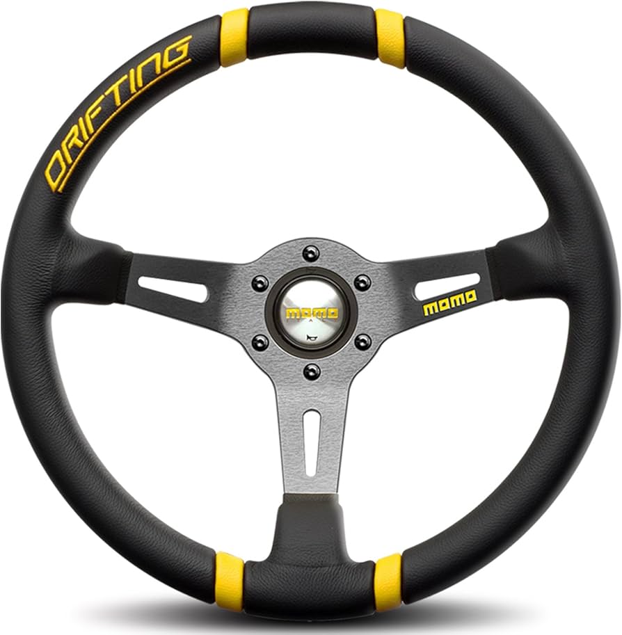 Amazon | モモ DRF35BK1Y ドリフトイエロー 350mm レザーハンドル
