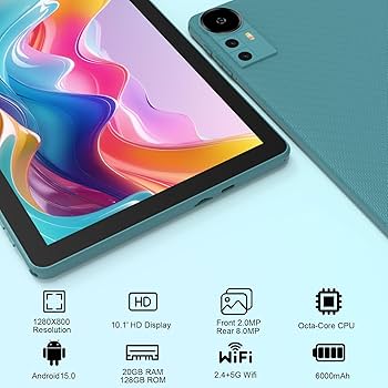 Android 15 Tablet, 10 Inch 20GB RAM+128GB ROM/2TB Expandable