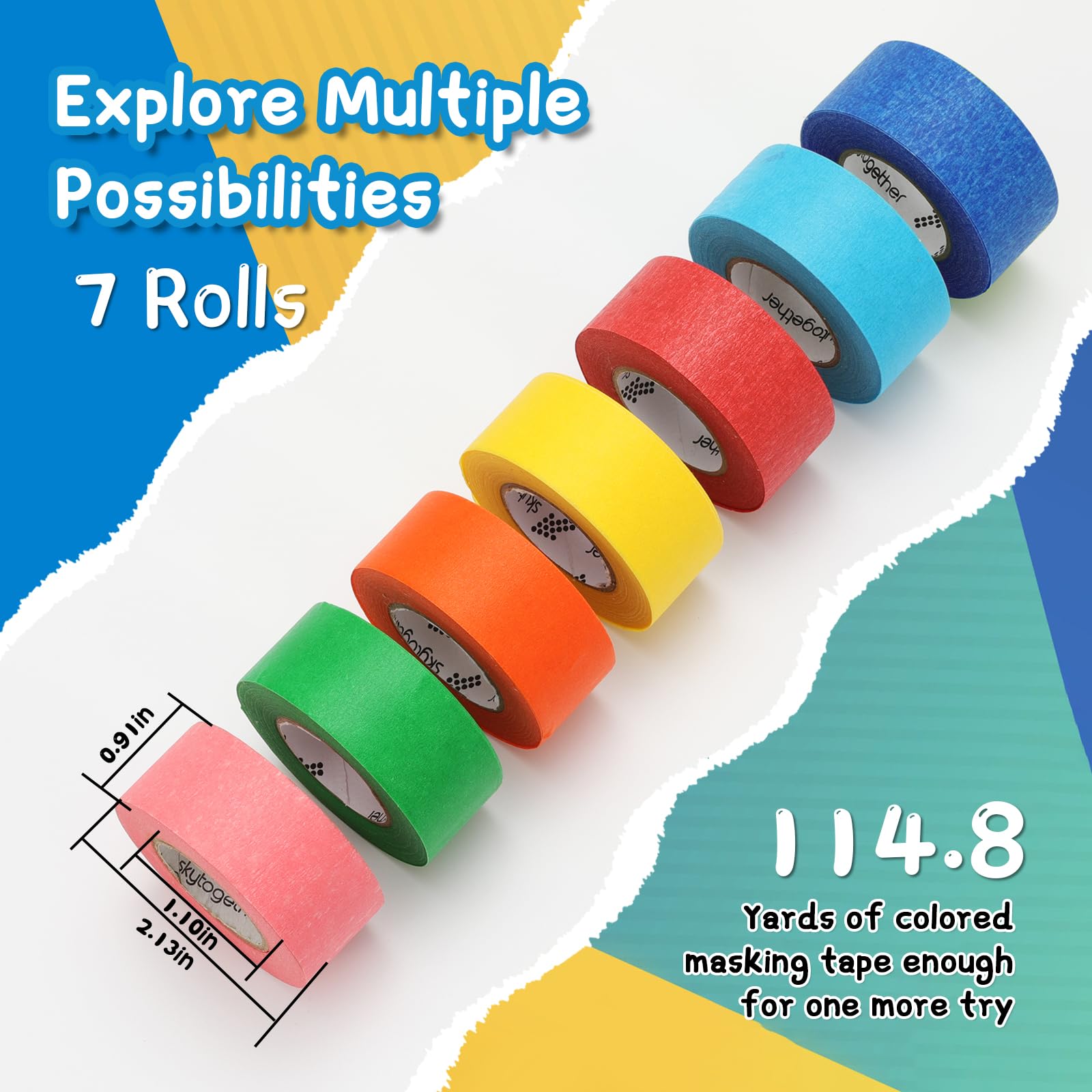 Amazon.co.jp: skytogether カラーマスキングテープ 幅1インチ