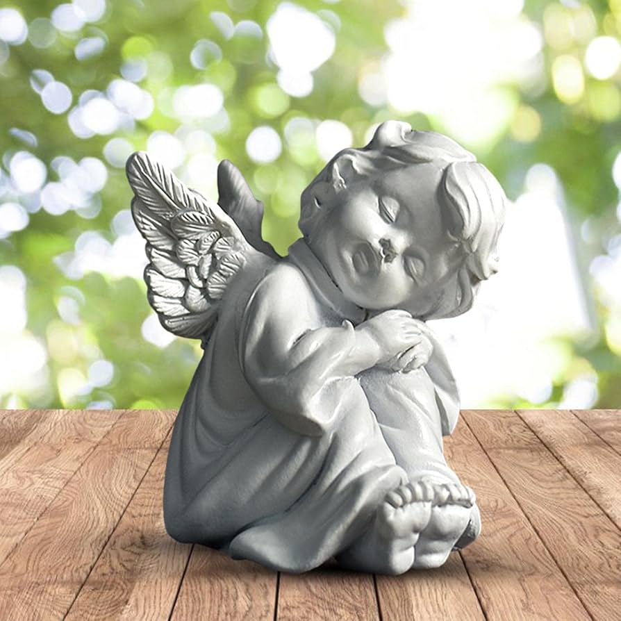 Amazon.co.jp: 彫像天使彫像天使座っている昼寝角彫刻デスクトップ