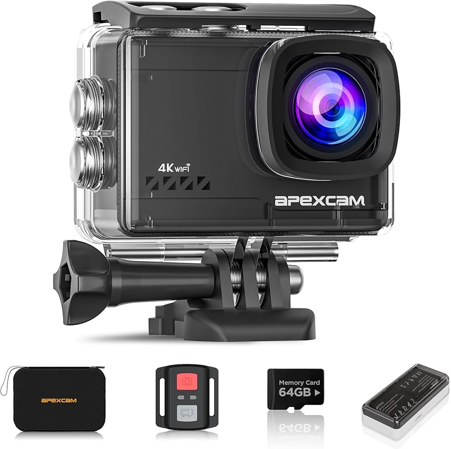Amazon.com : Apexcam 4K 60FPS 64MP EIS WiFi Action Camera with
