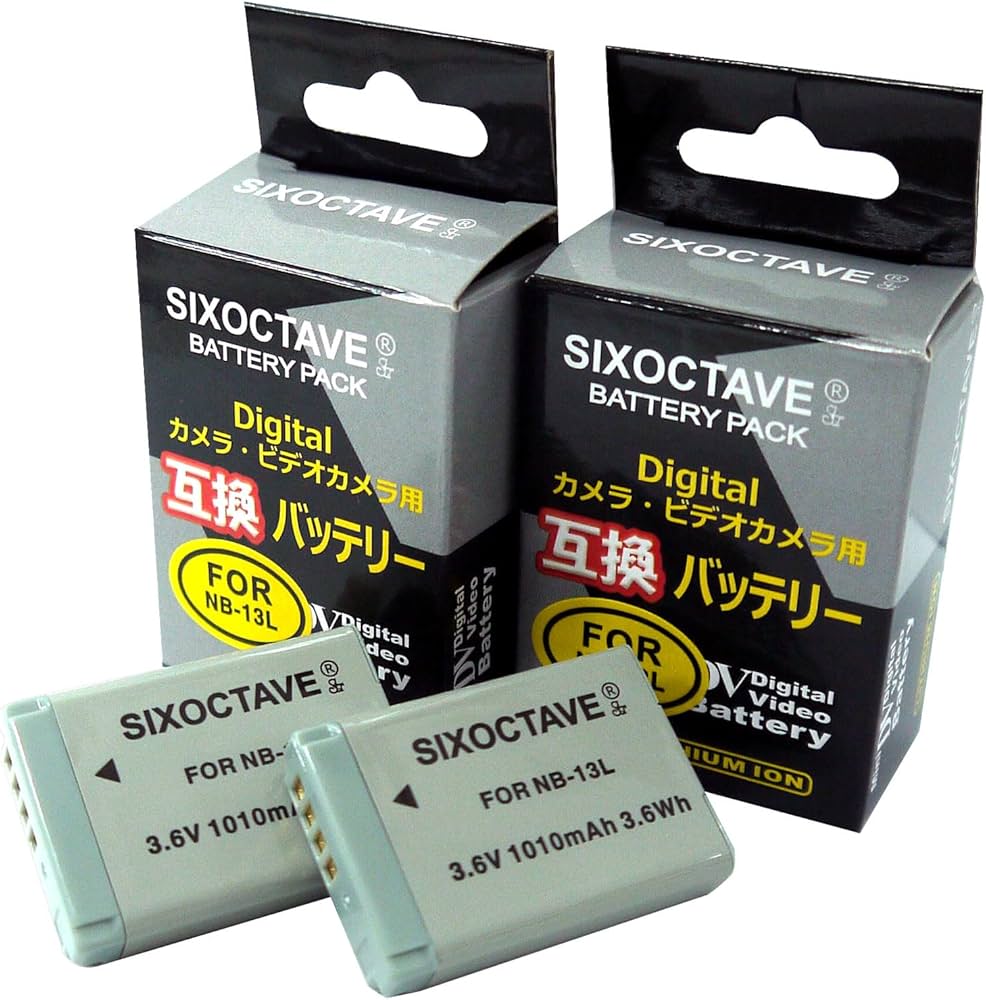 Amazon | SIXOCTAVE 2個セット キヤノン NB-13L 互換バッテリー