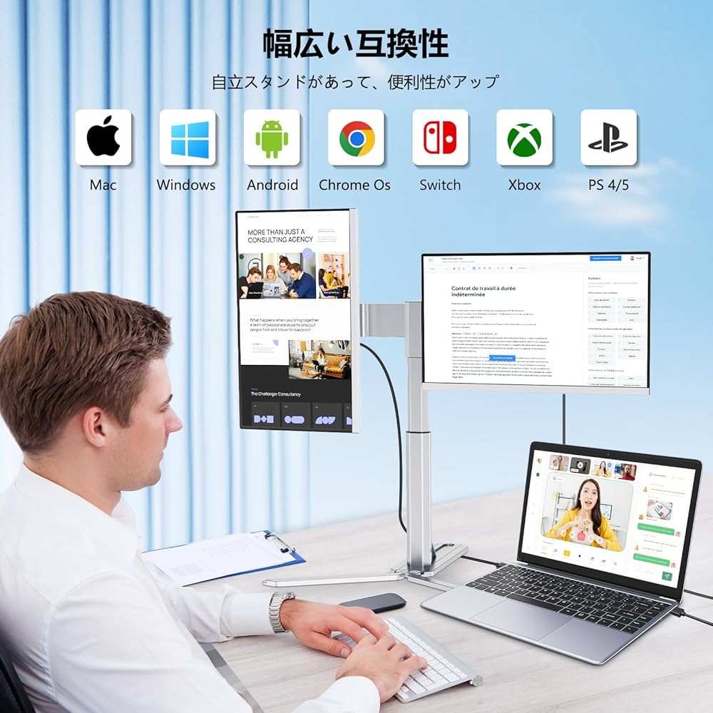 Amazon.co.jp: LivElect 15.6インチ デュアルモバイルモニター【360