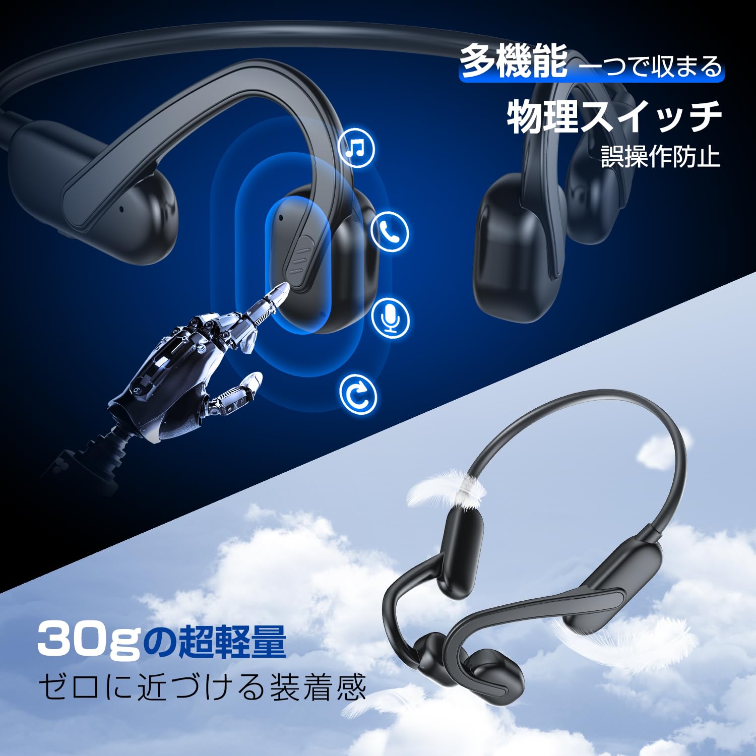 Amazon.co.jp: 骨伝導イヤホン こつでんどうイヤホン bluetooth